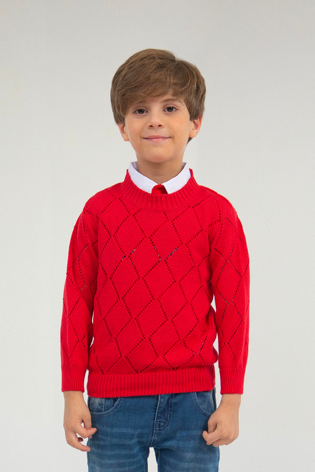 Textured Sweater Red