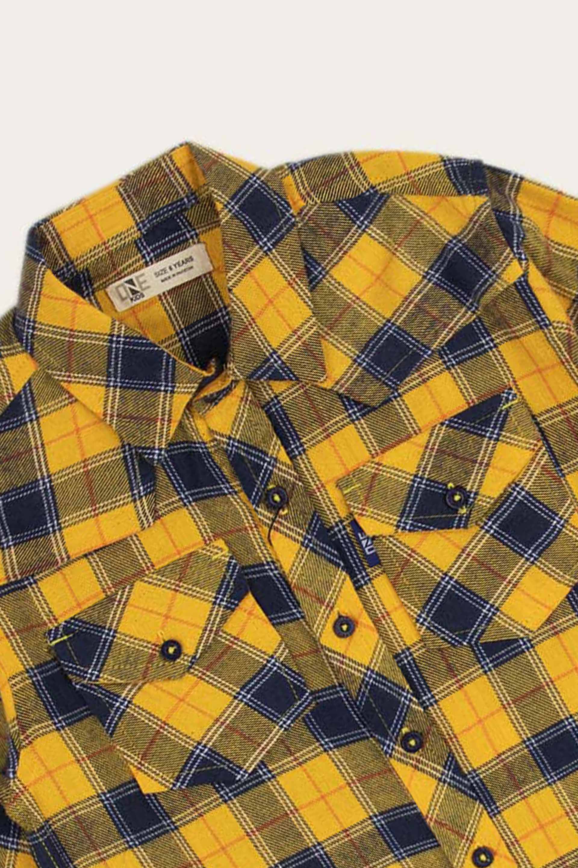 Flannel Shirt Navy/Yellow