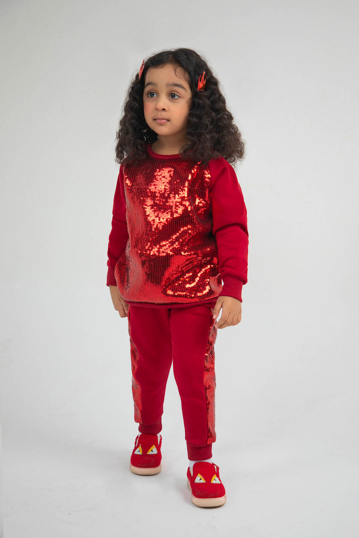 Sequined Track Pants Maroon