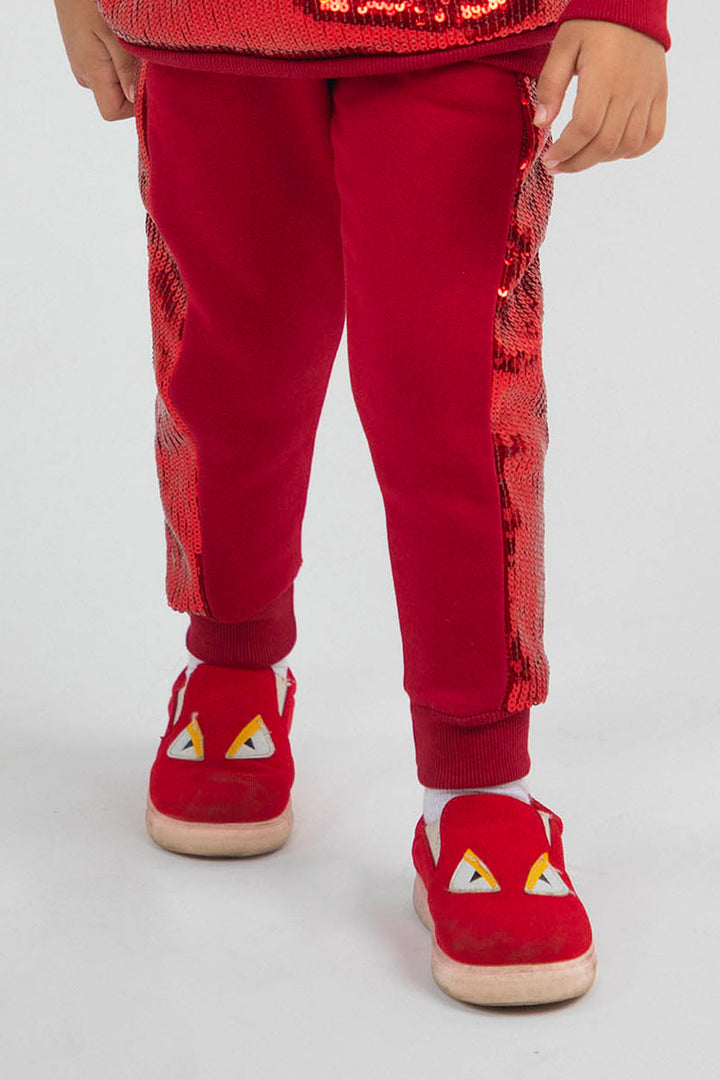 Sequined Track Pants Maroon