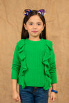 Ruffled Sweater Green