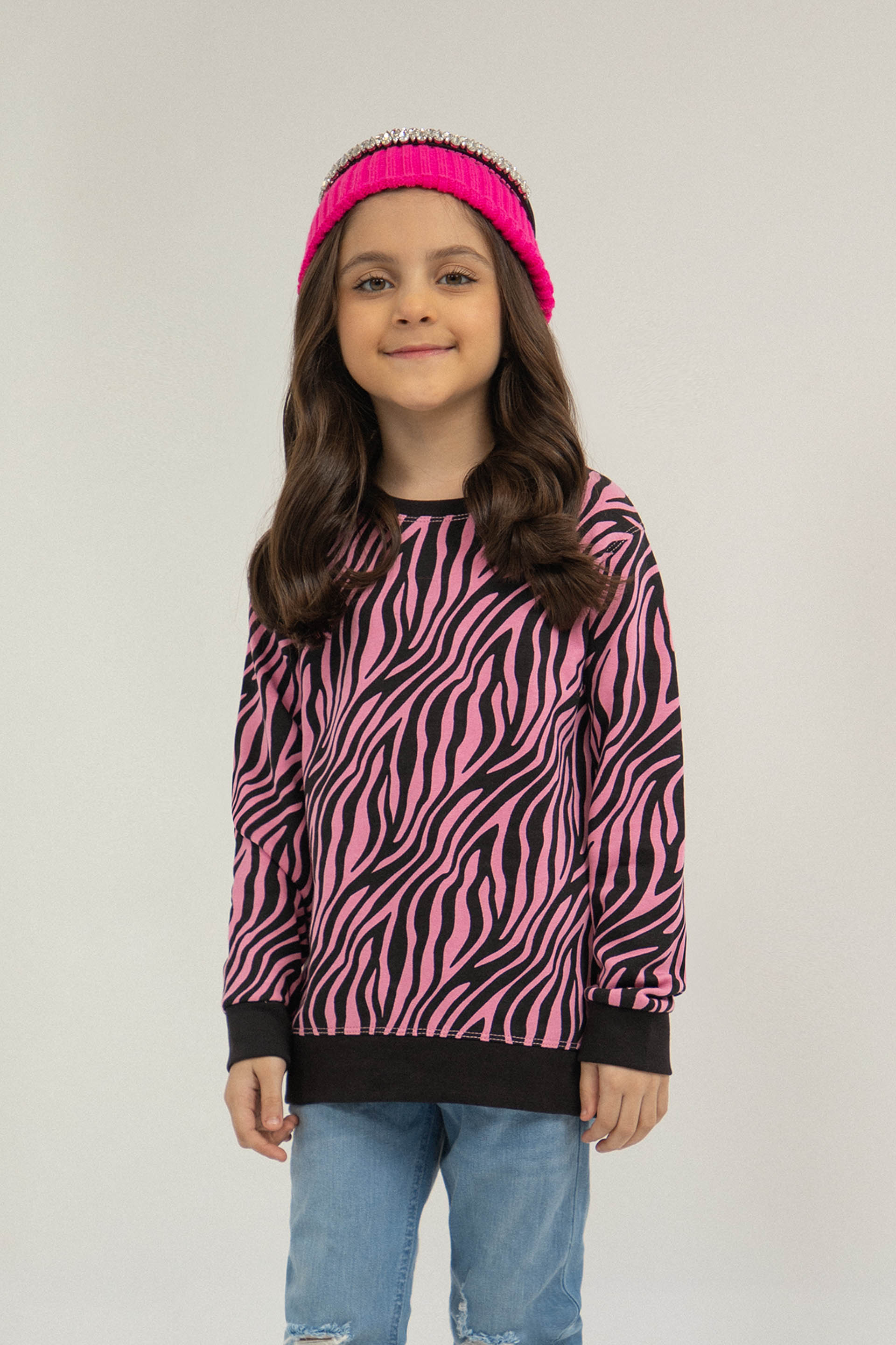 Zebra Sweatshirt Pink/Black