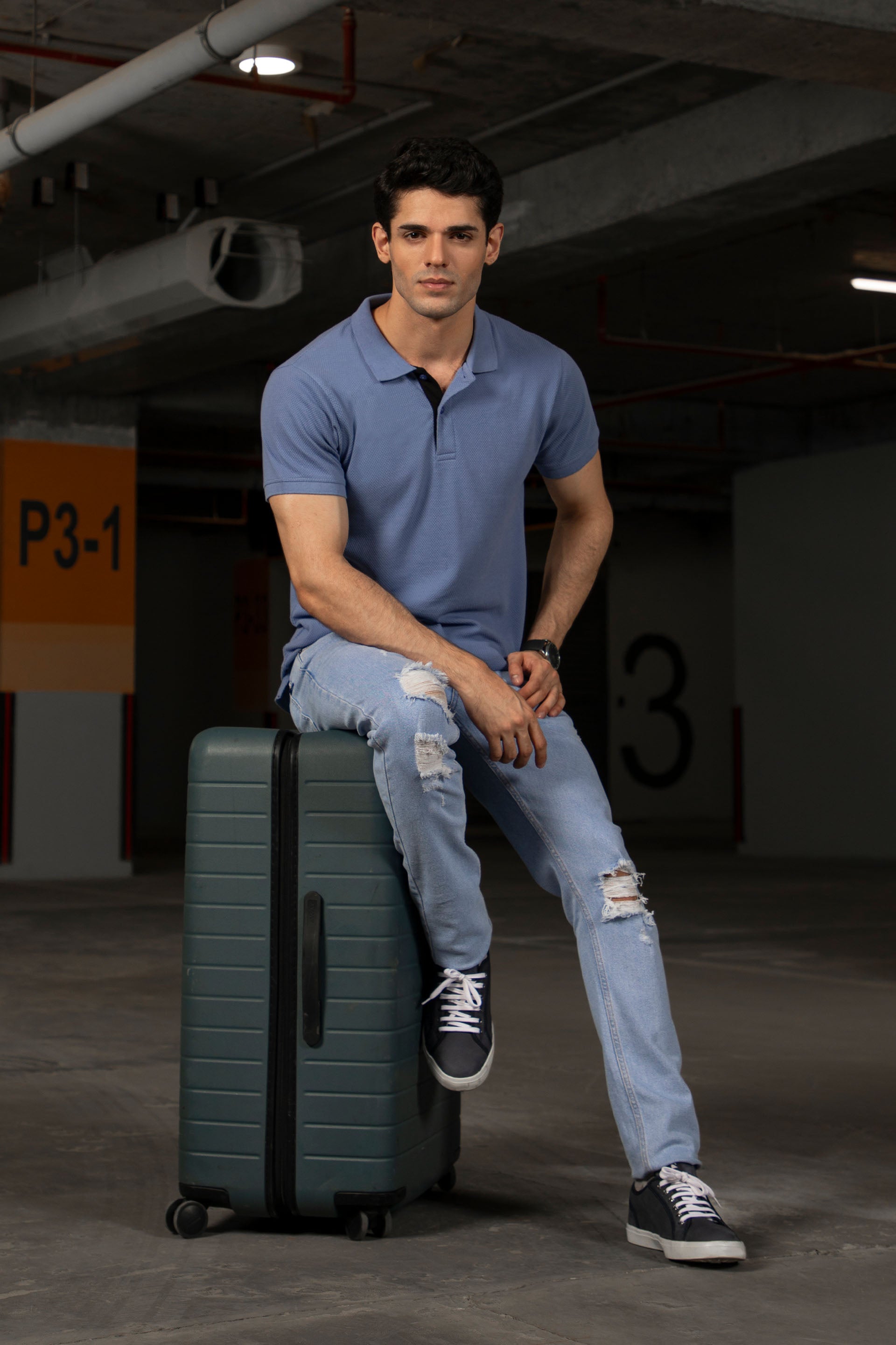 Textured Polo Blue