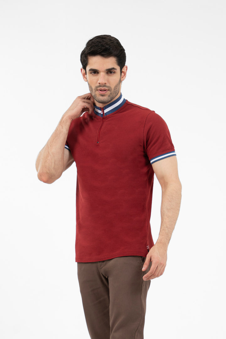 Highneck Polo Maroon