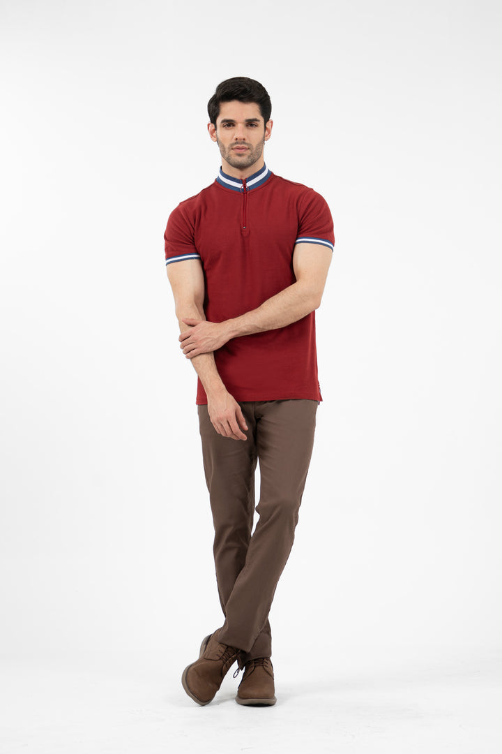 Highneck Polo Maroon