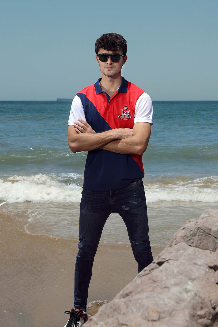 Diagonal Polo Navy/Red