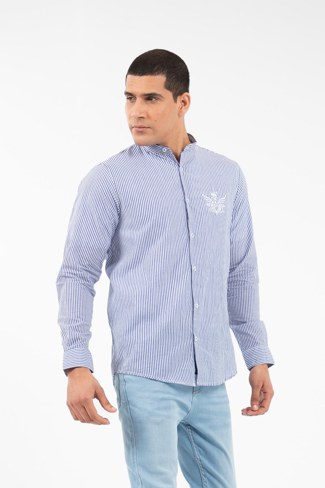 Embroidery Shirt Navy/White