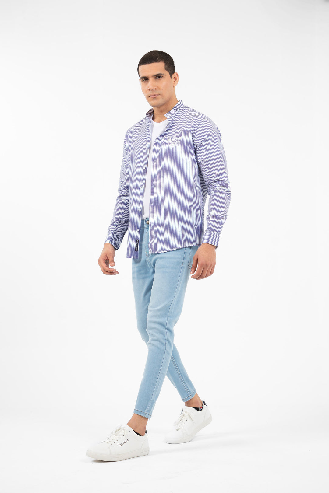 Embroidery Shirt Navy/White