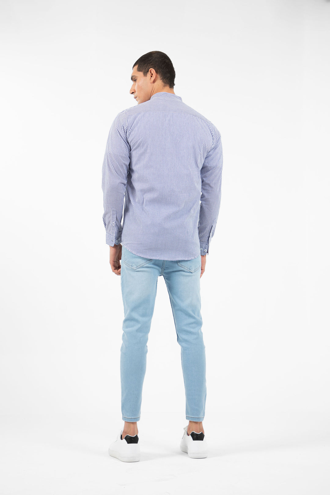 Embroidery Shirt Navy/White