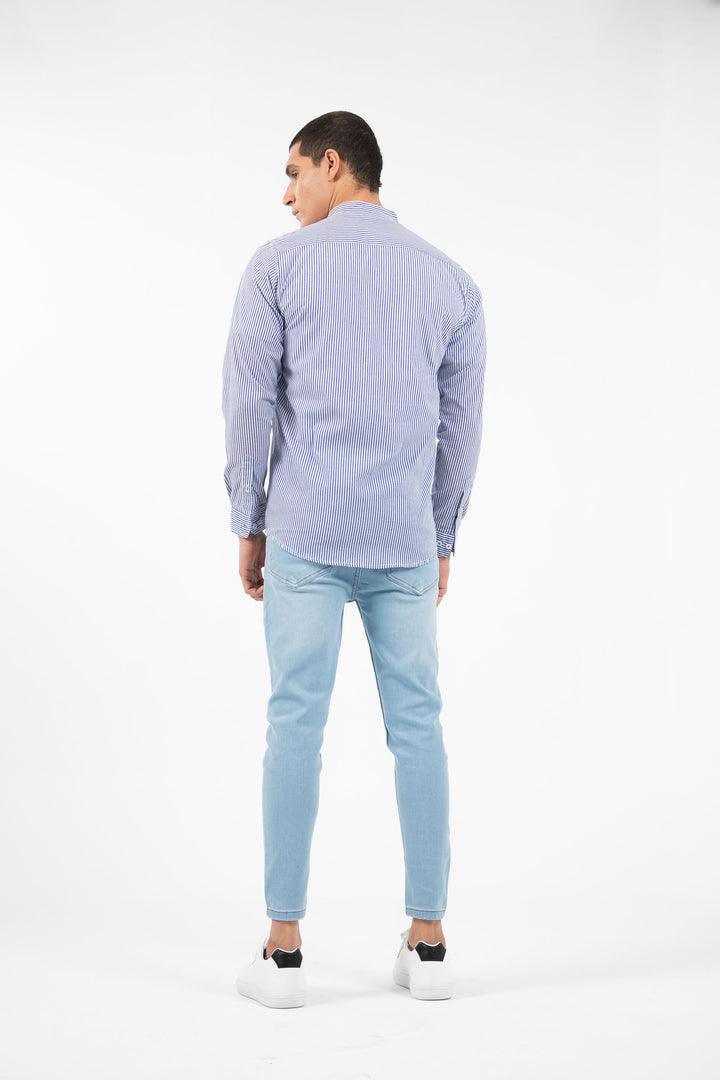 Embroidery Shirt Navy/White