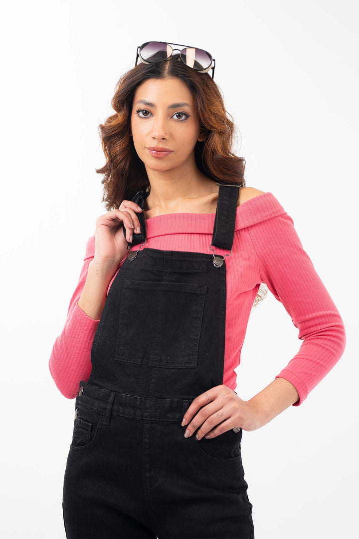 Slim Fit Dungarees Black