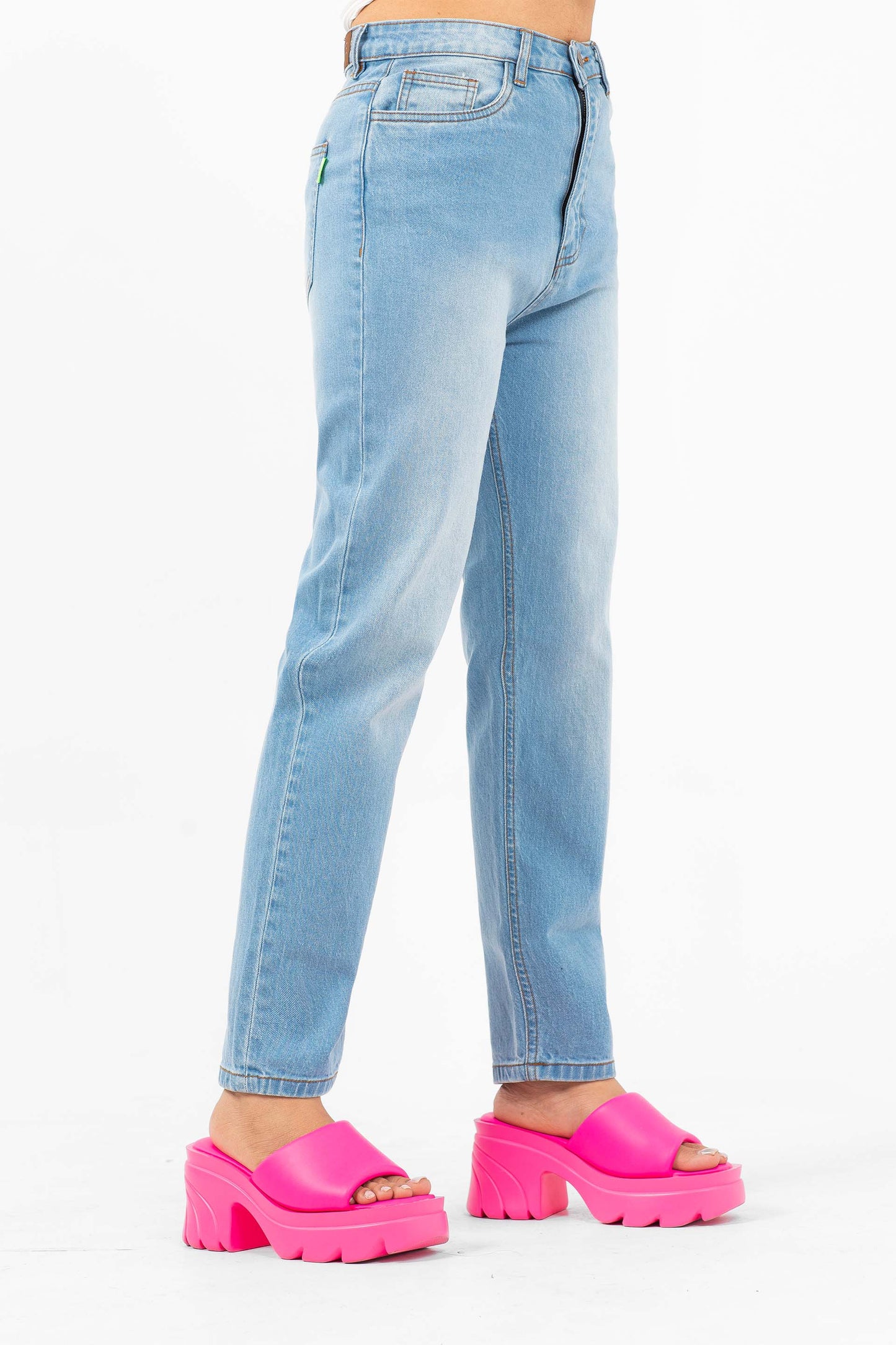Cropped Mom Jeans Blue