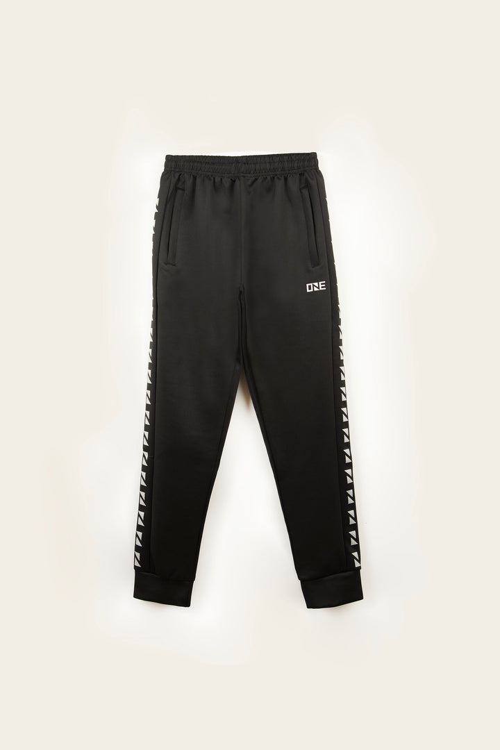 Ribbed Hem Pants Black