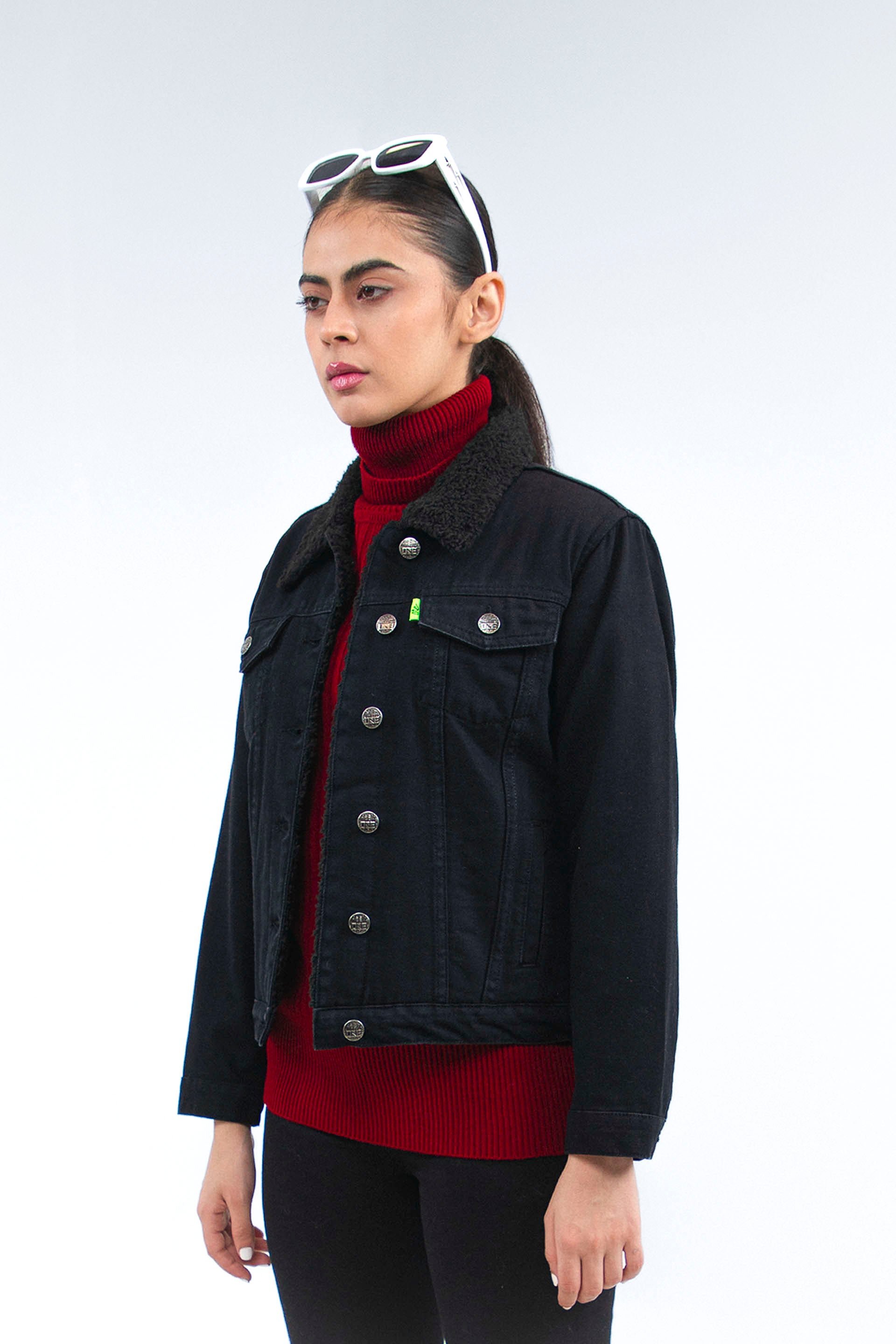 Sherpa Denim Jacket Black
