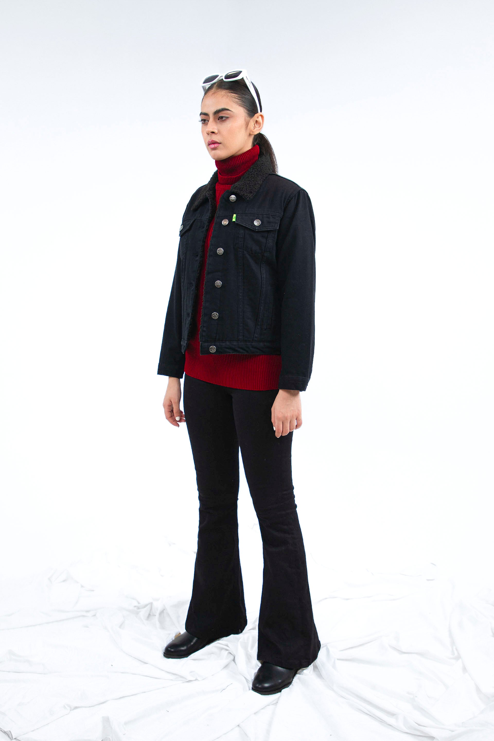 Sherpa Denim Jacket Black