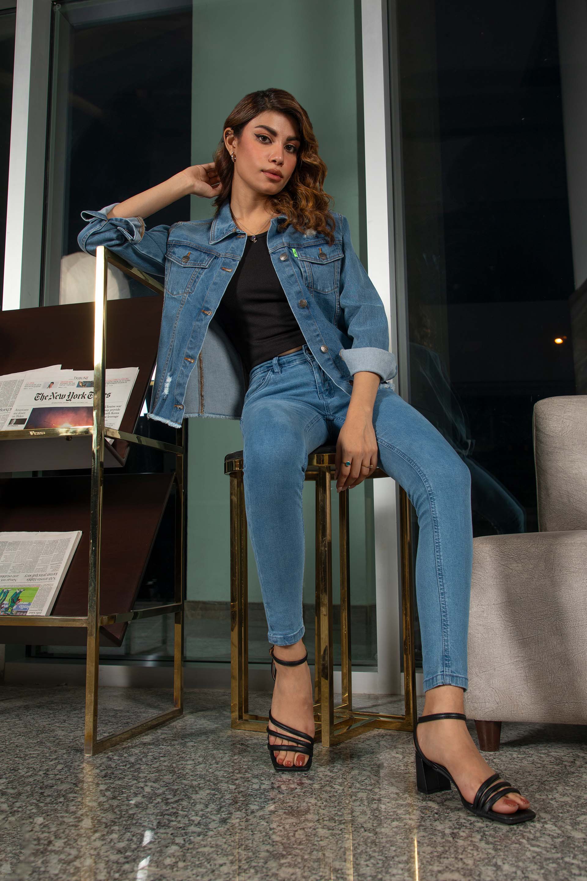 Ripped Denim Jacket Blue