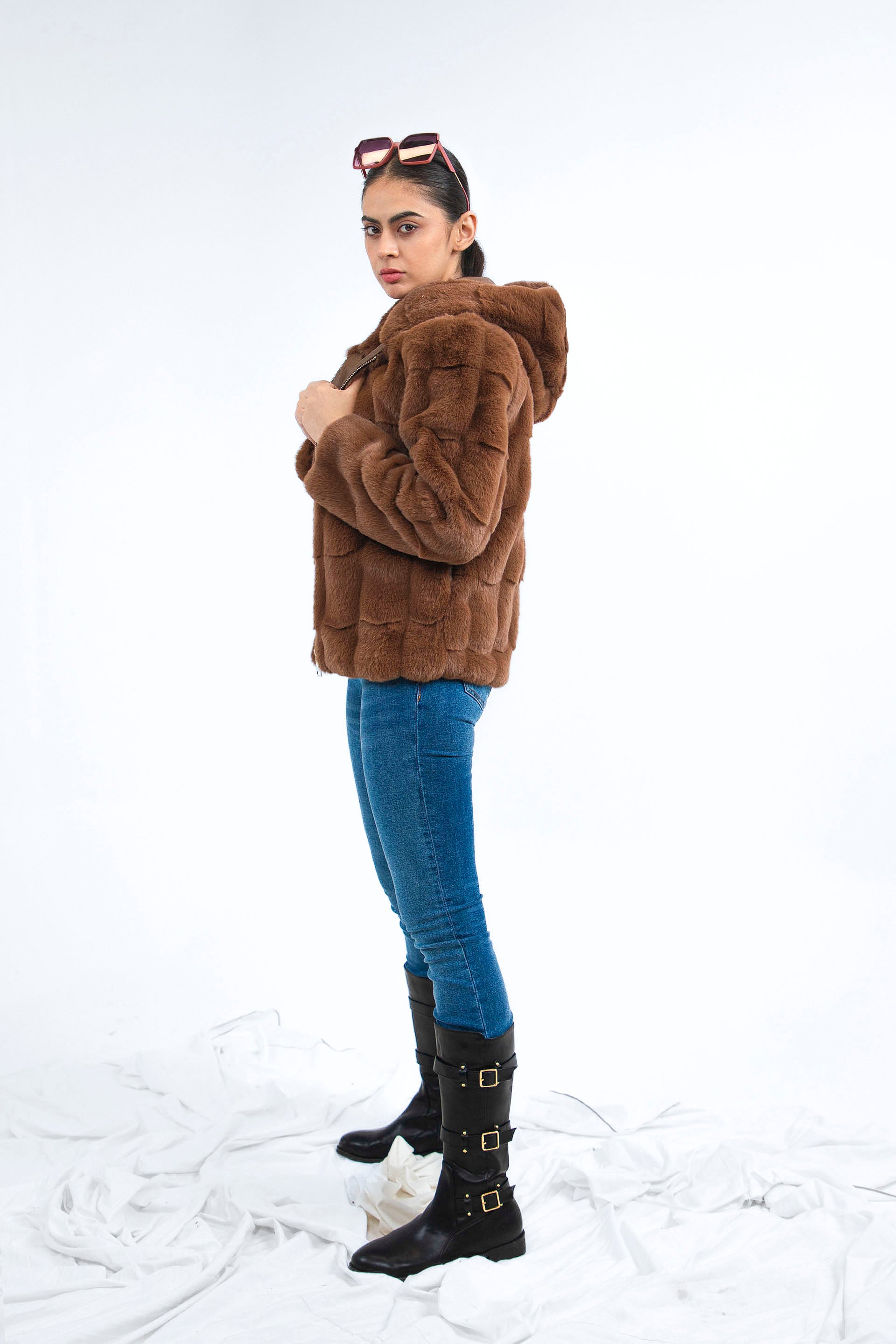 Faux Fur Jacket Brown