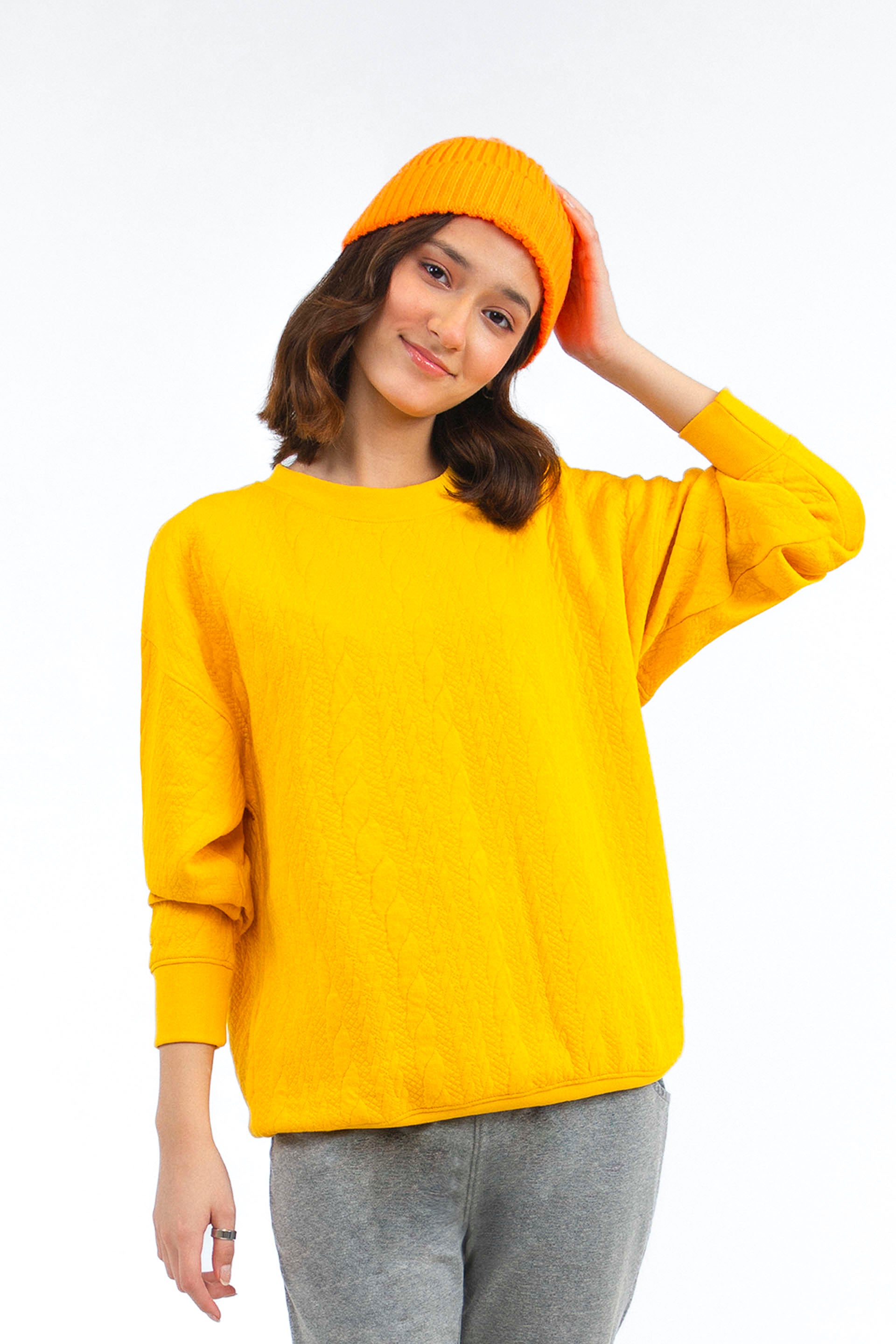 Textured Sweatshirt Mustard