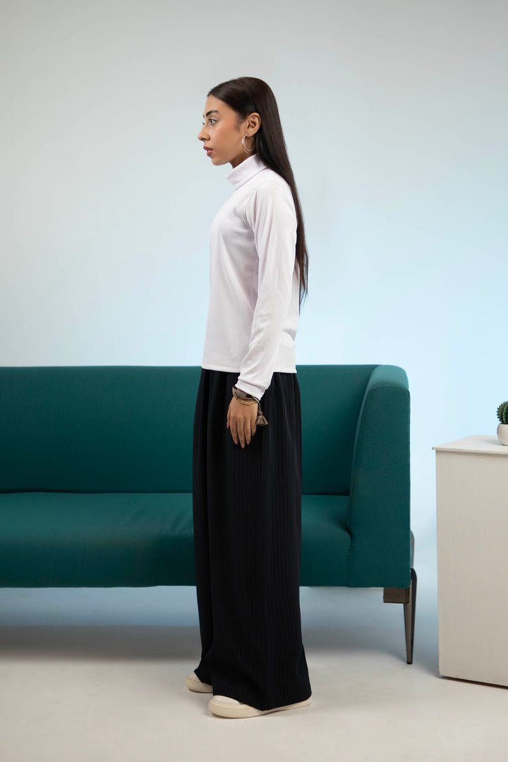 Rib High Neck White