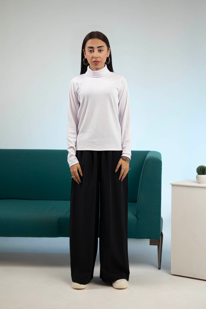 Rib High Neck White