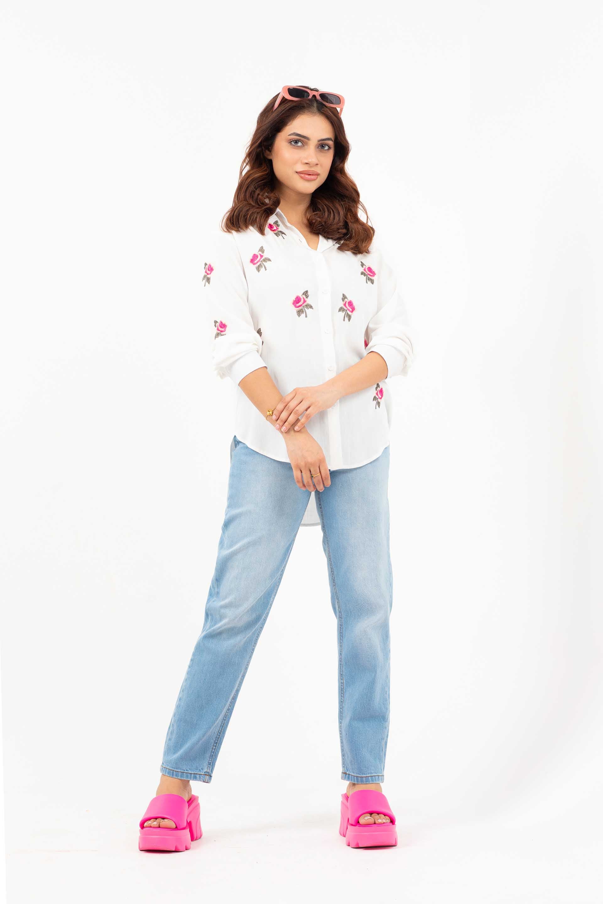 Embroidered Shirt White