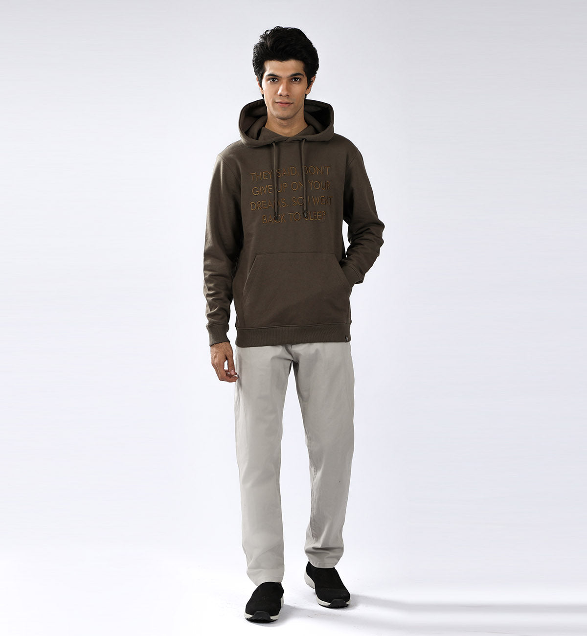 Embroidered Hoodie Grey