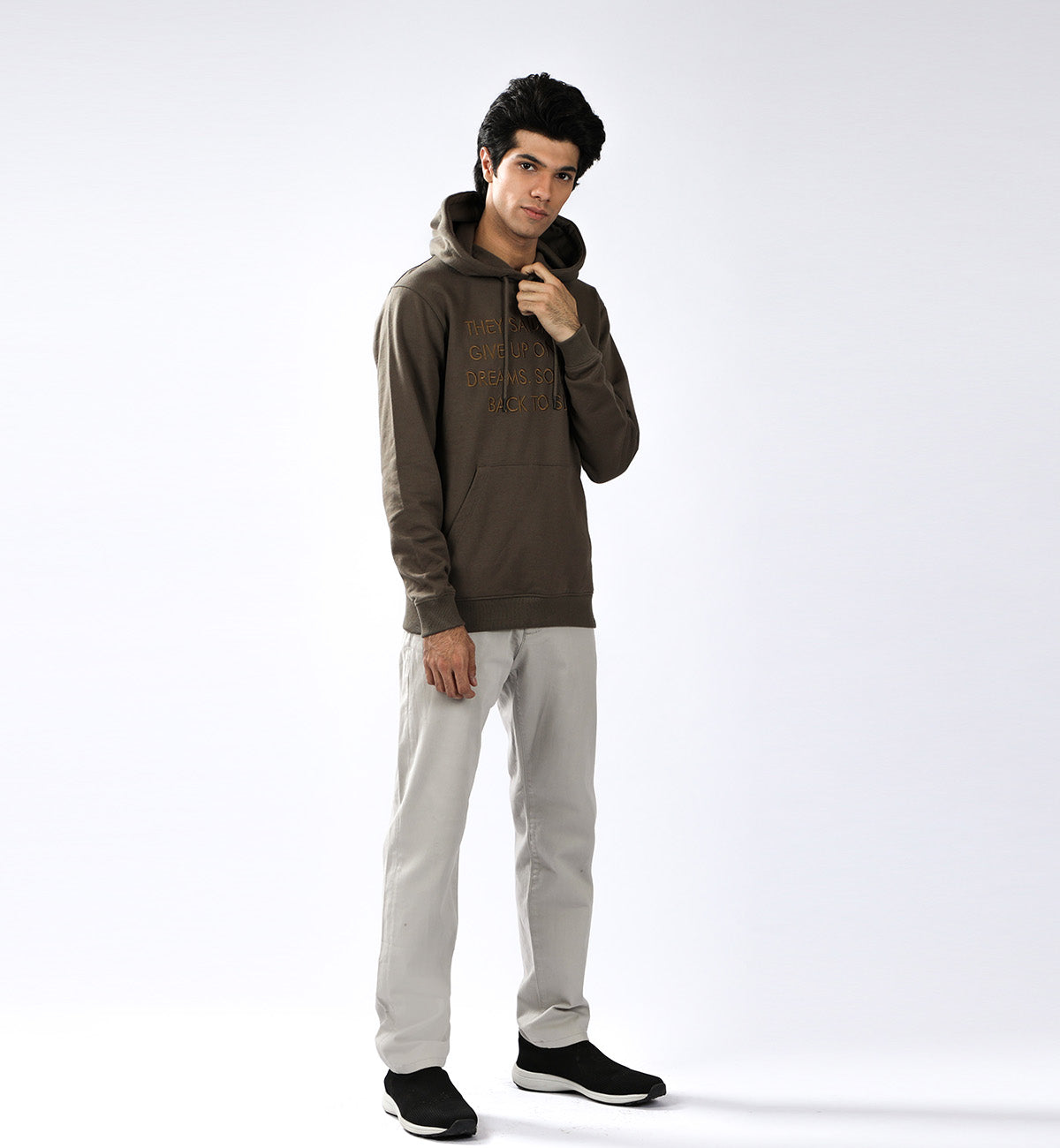 Embroidered Hoodie Grey