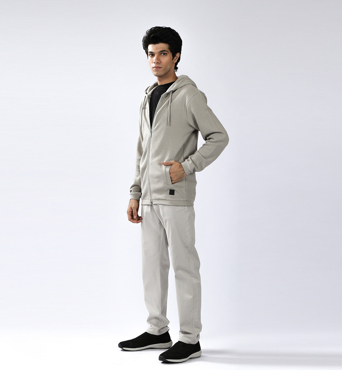 Textured Hoodie Grey