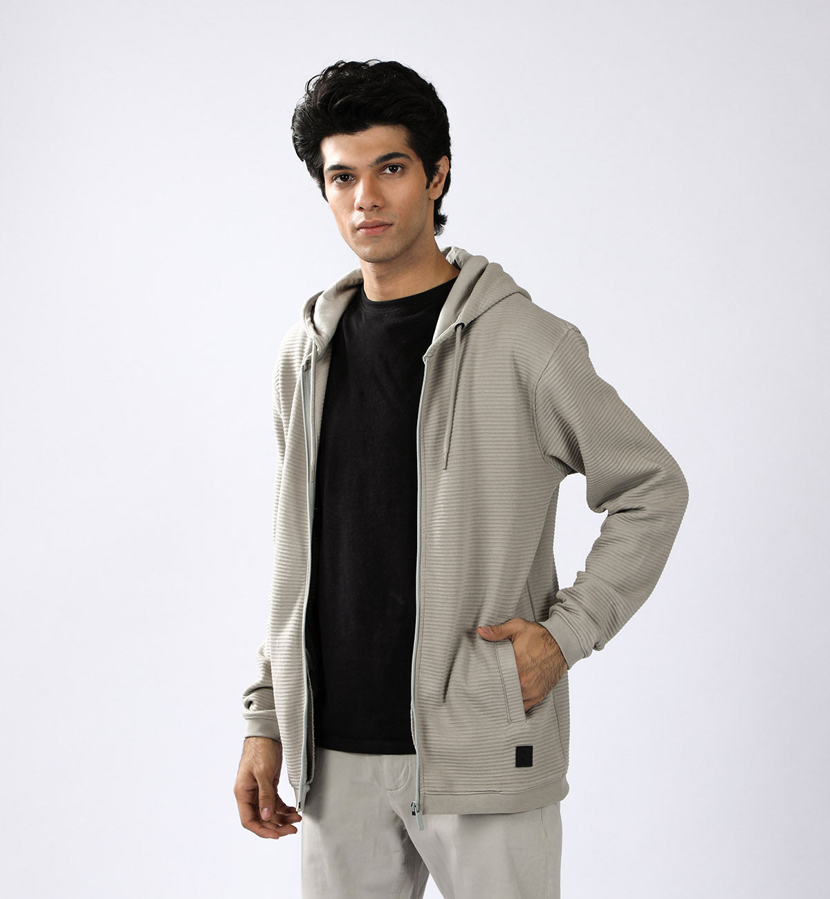 Textured Hoodie Grey