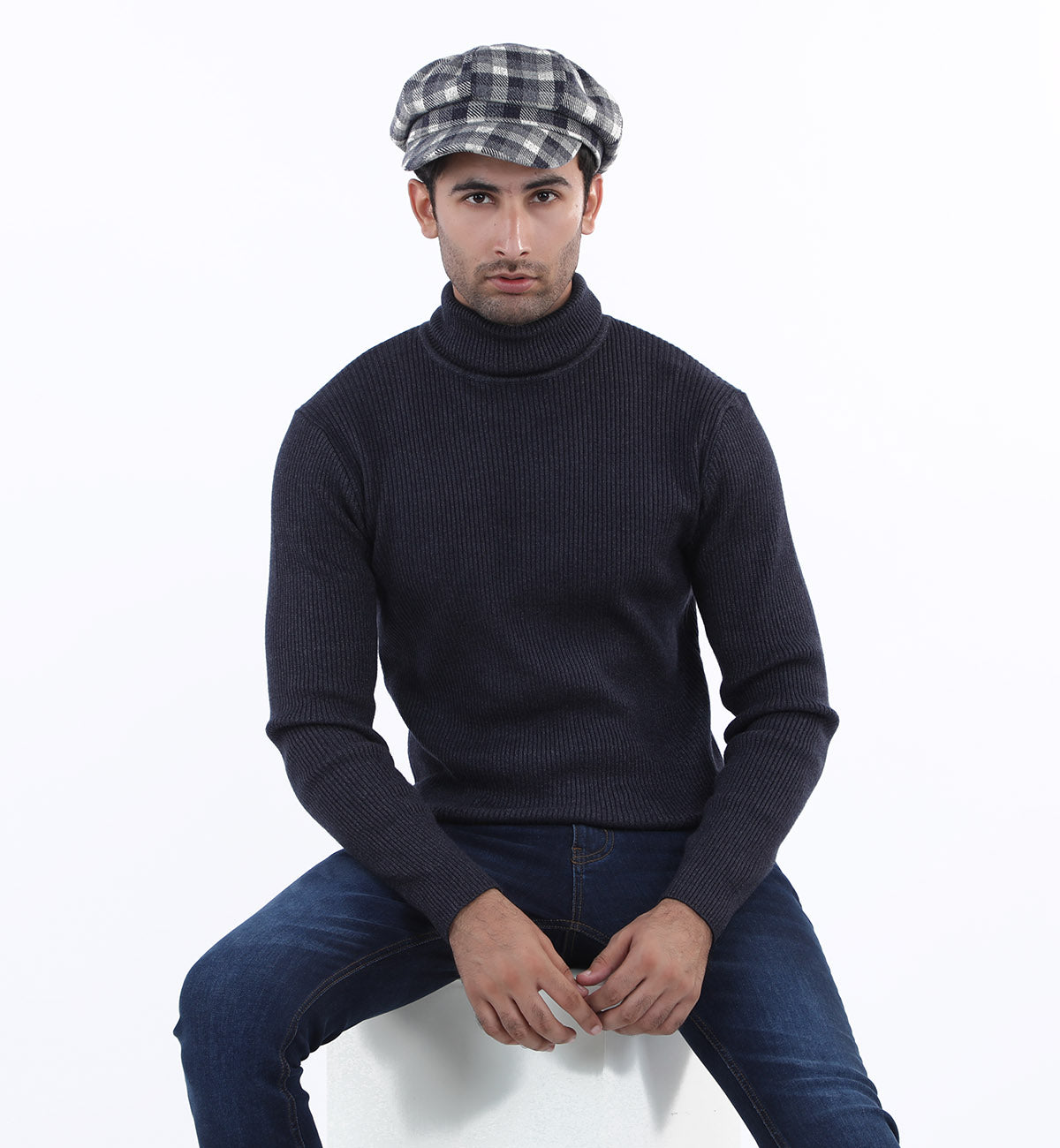 High Neck Sweater Navy