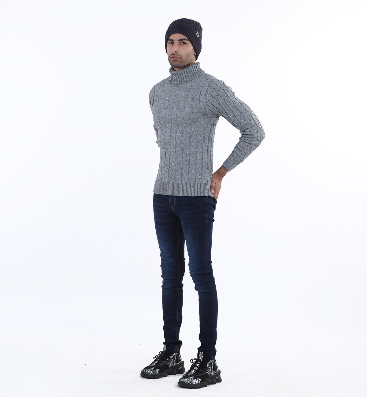 High Neck Sweater Grey