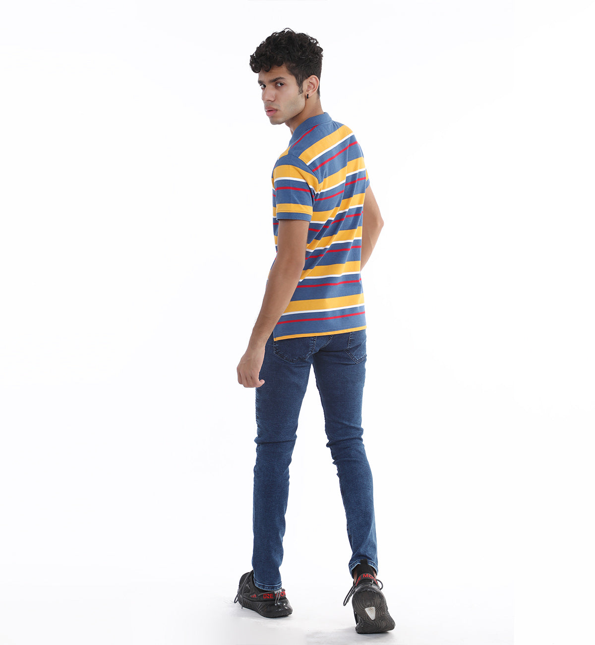 Yarn Dye Polo Navy/Yellow (7593952542871)