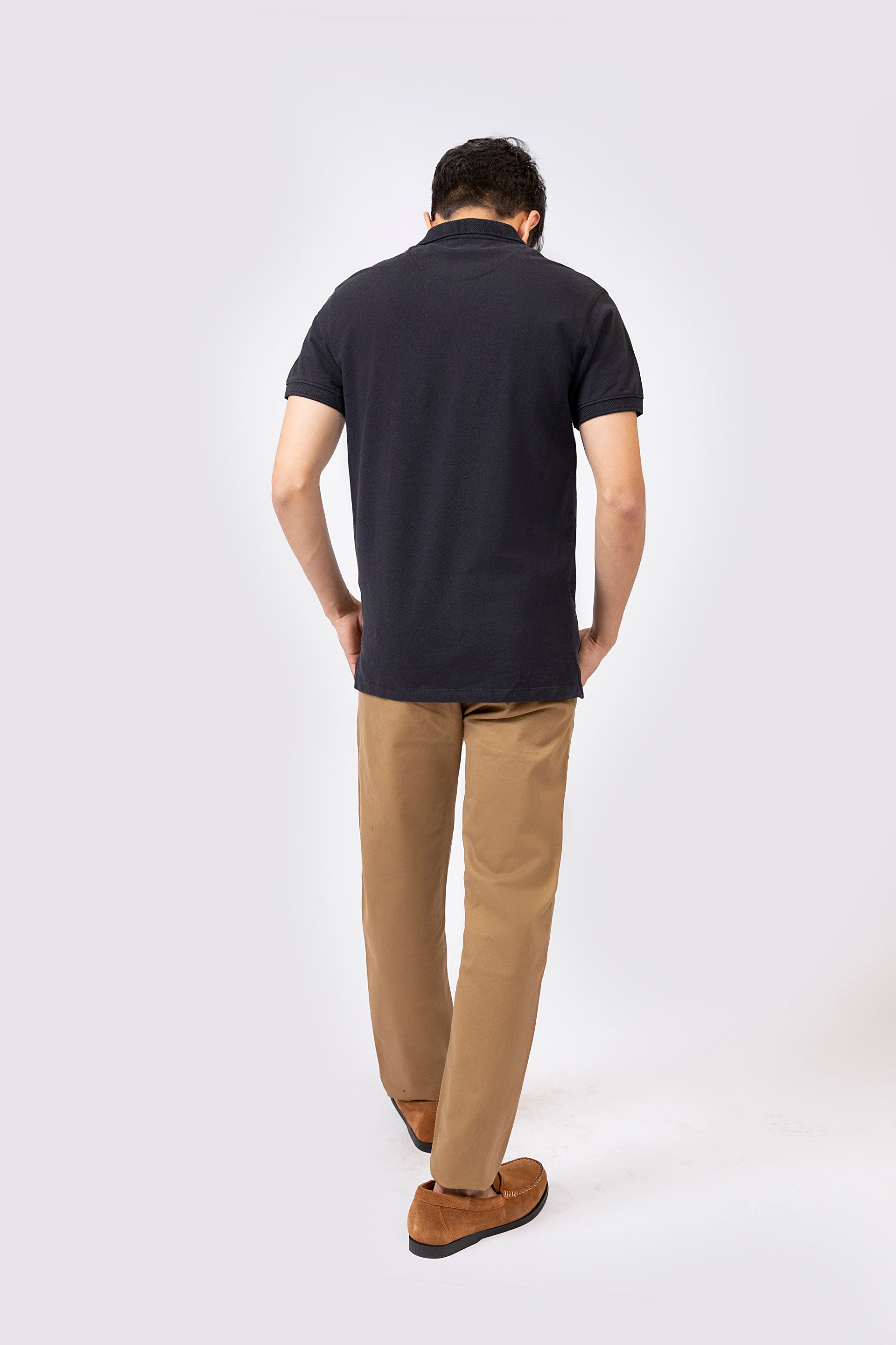 Jacquard Collar Polo Black