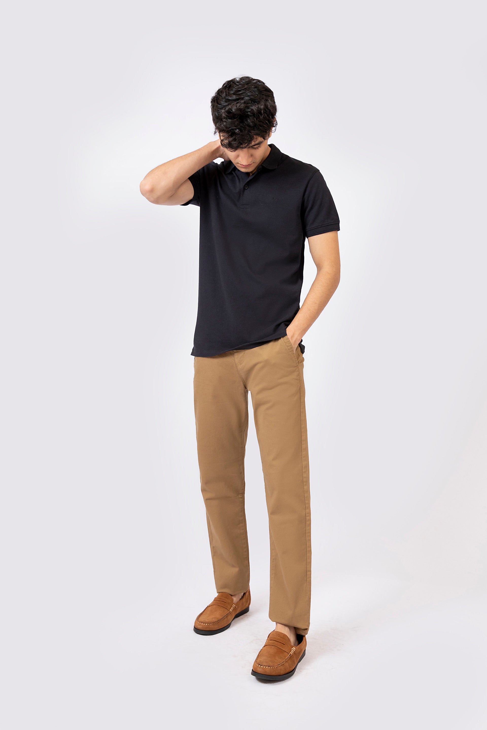 Jacquard Collar Polo Black