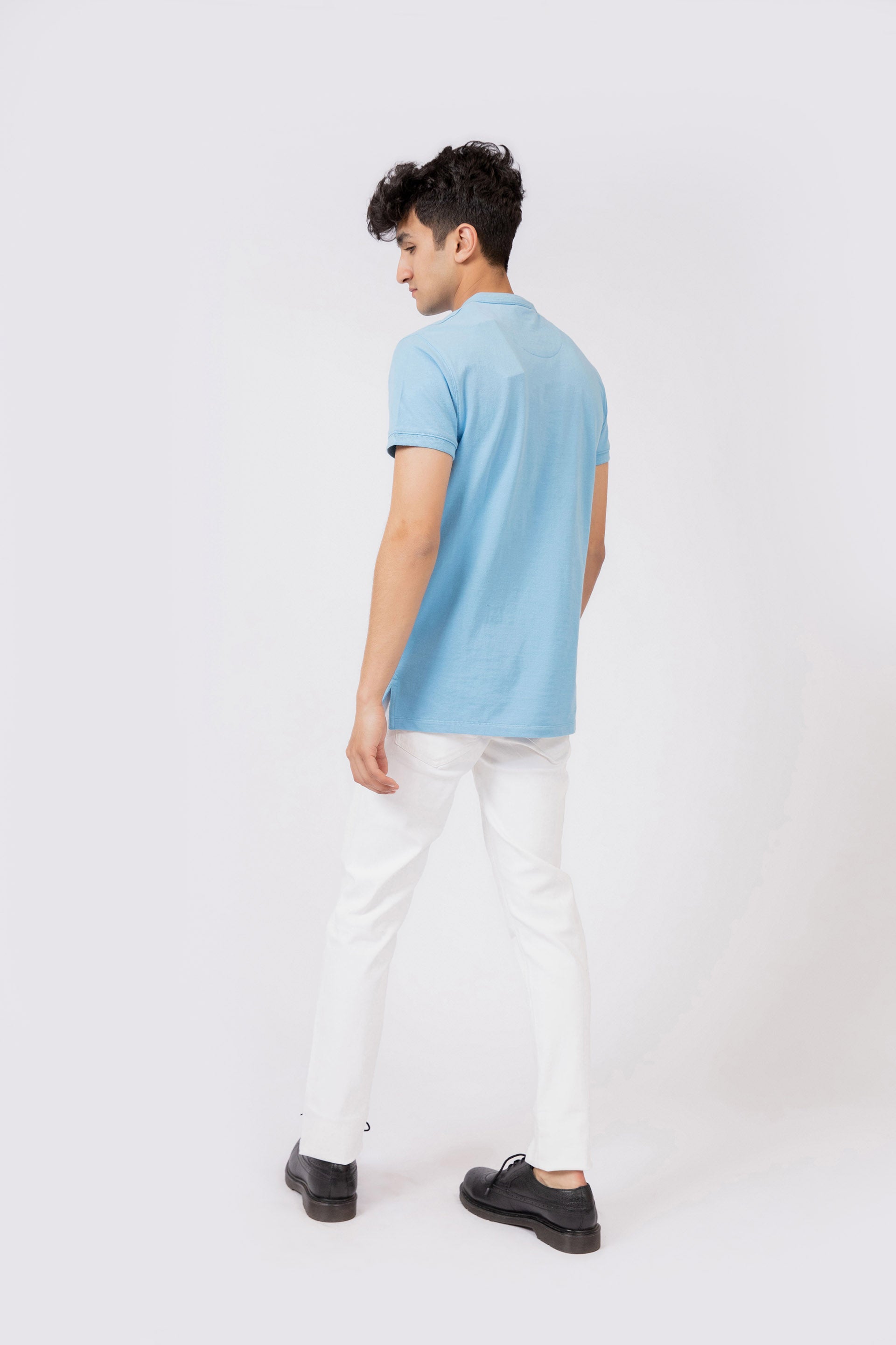Ban Collar Polo Blue