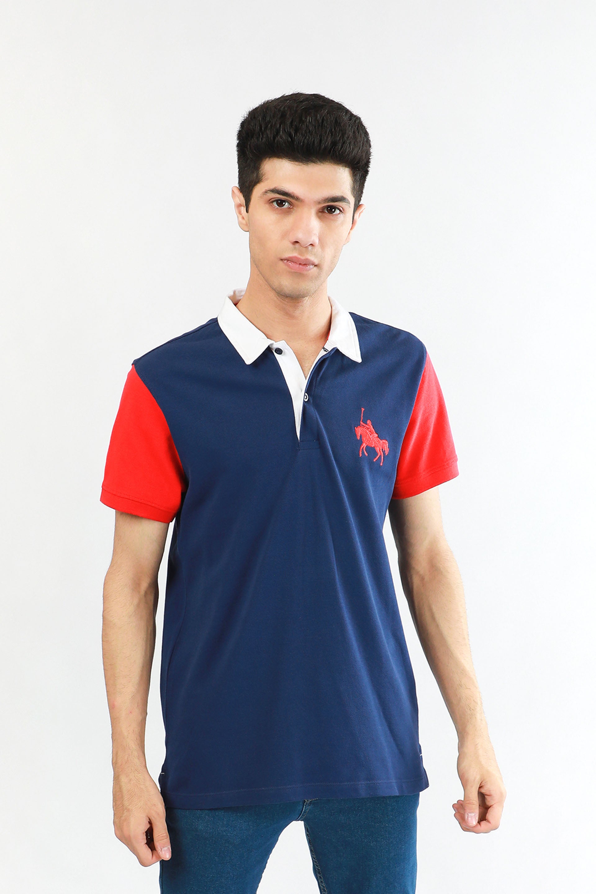 Contrasting Polo Navy