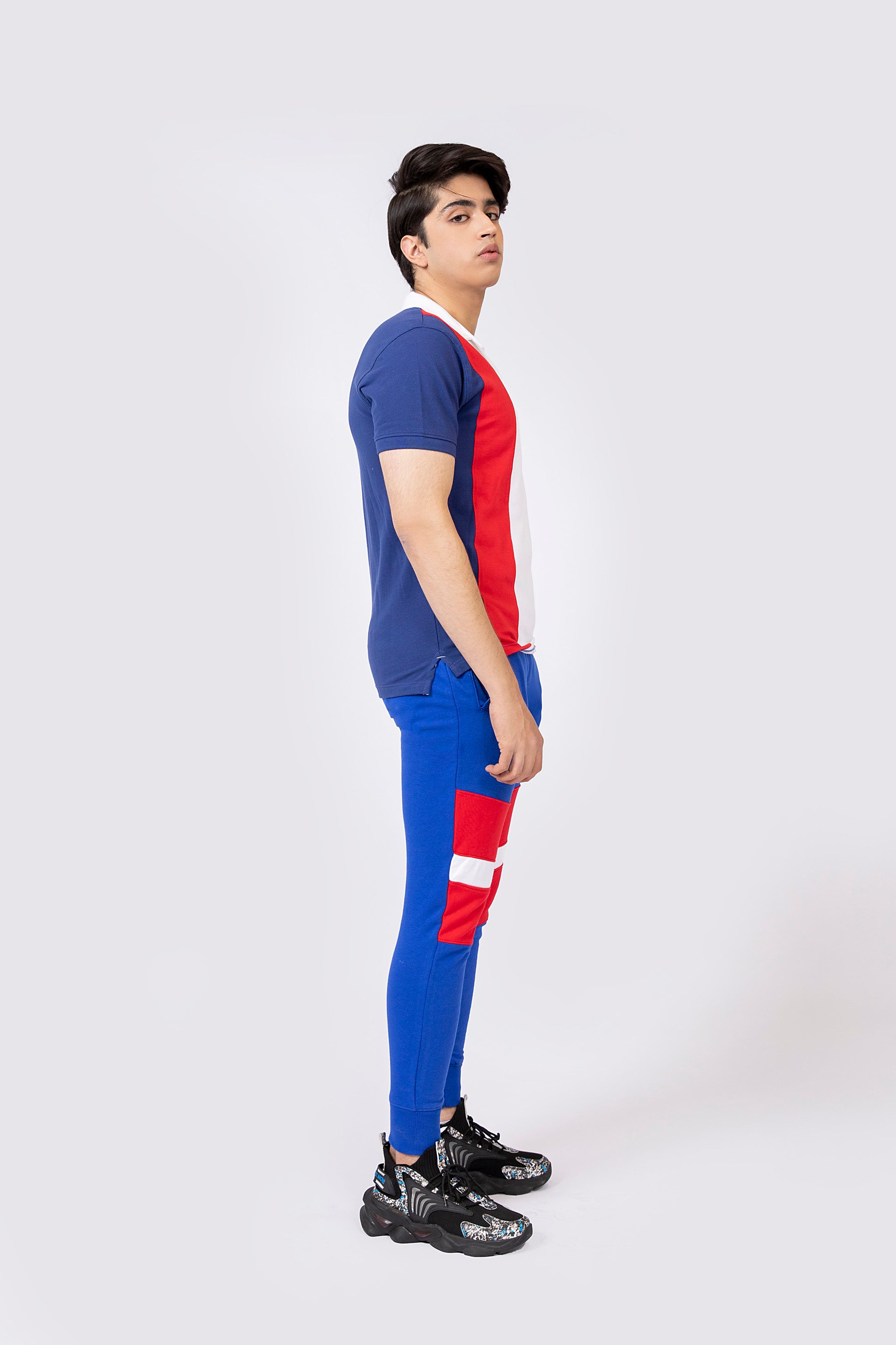 Paneled Polo Red/White