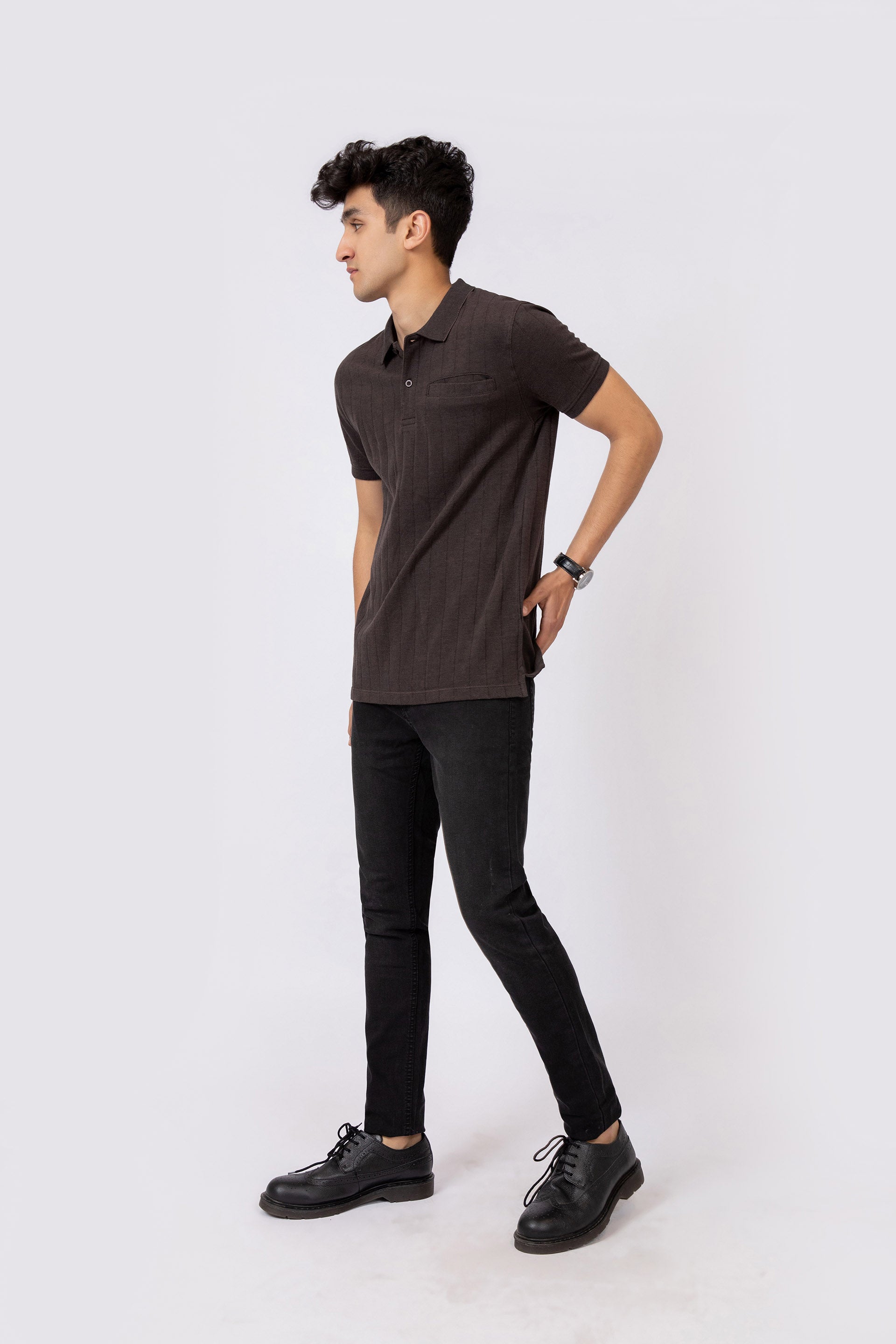 Textured Polo Grey
