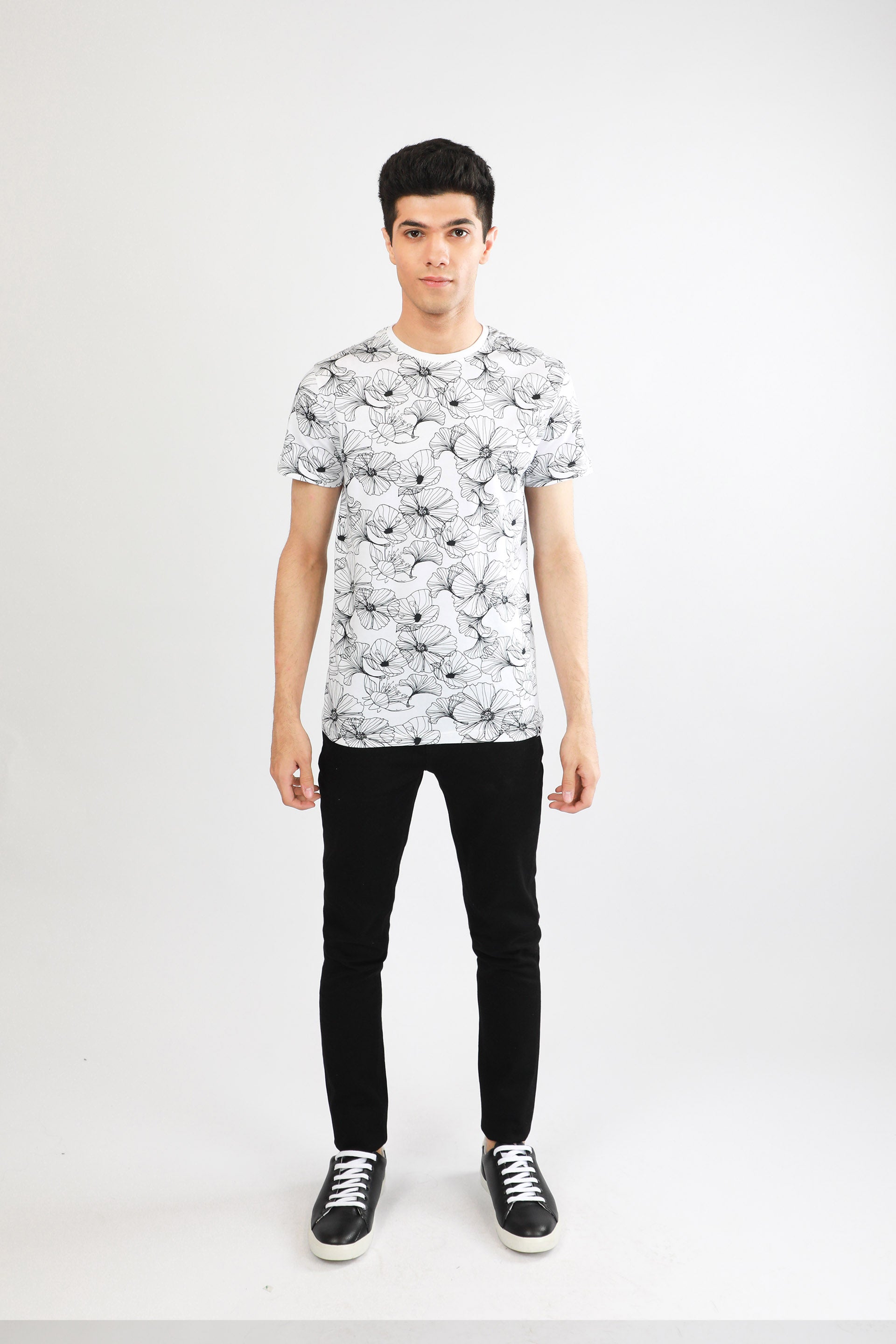 Floral Tee White/Black