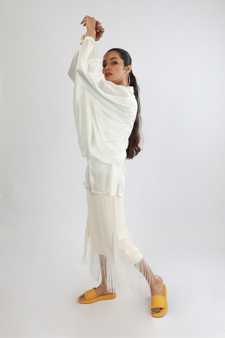 Fringed Pants Beige