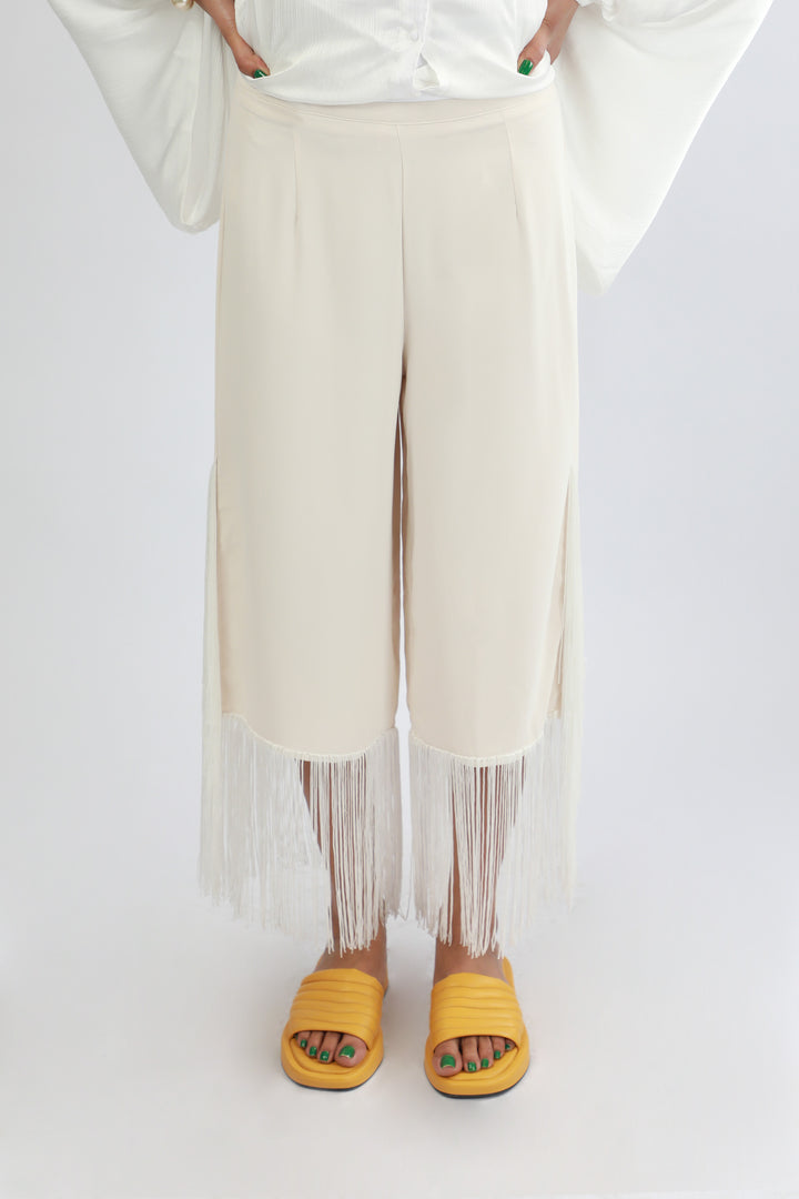 Fringed Pants Beige