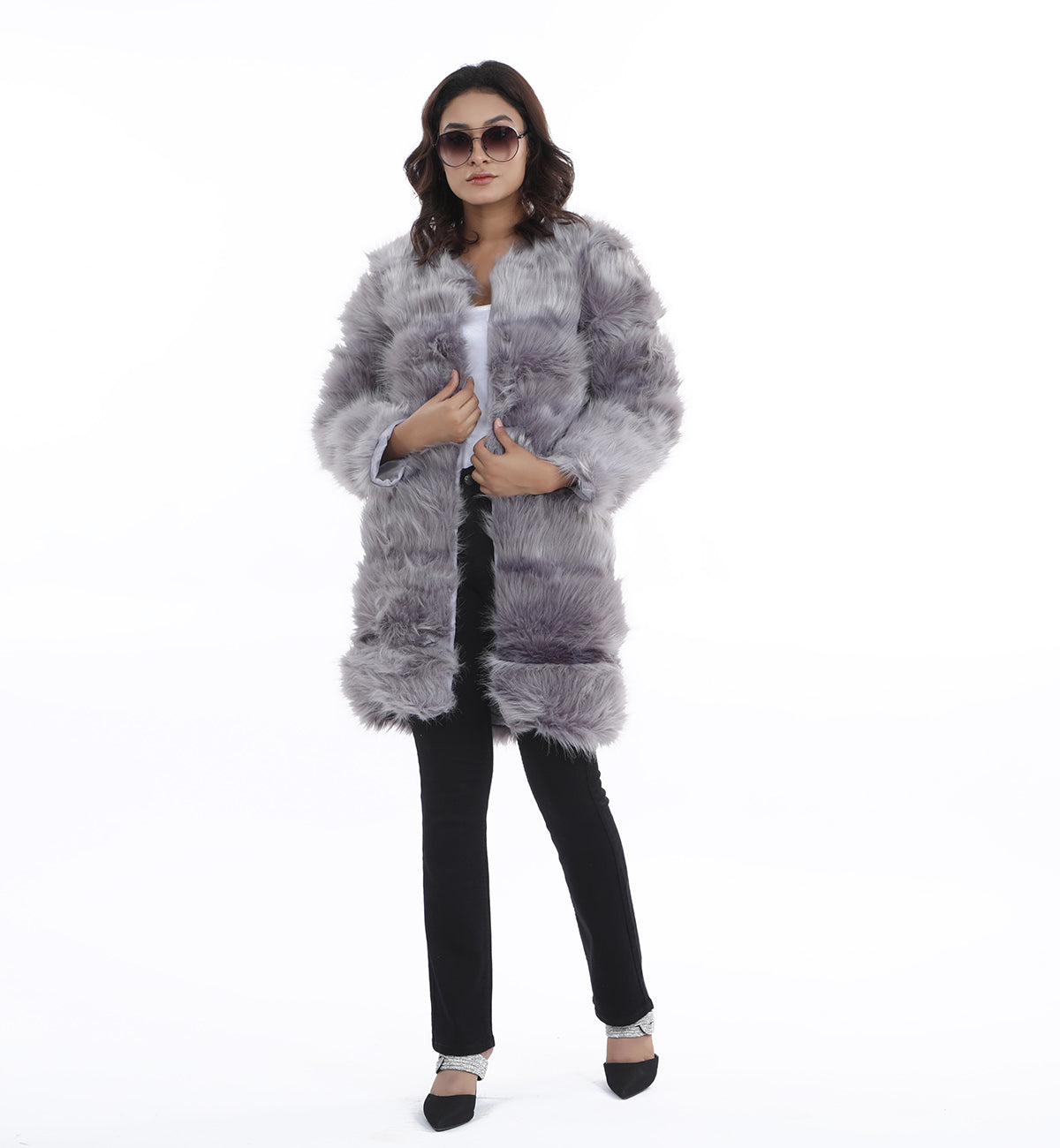 Faux Fur Coat Grey