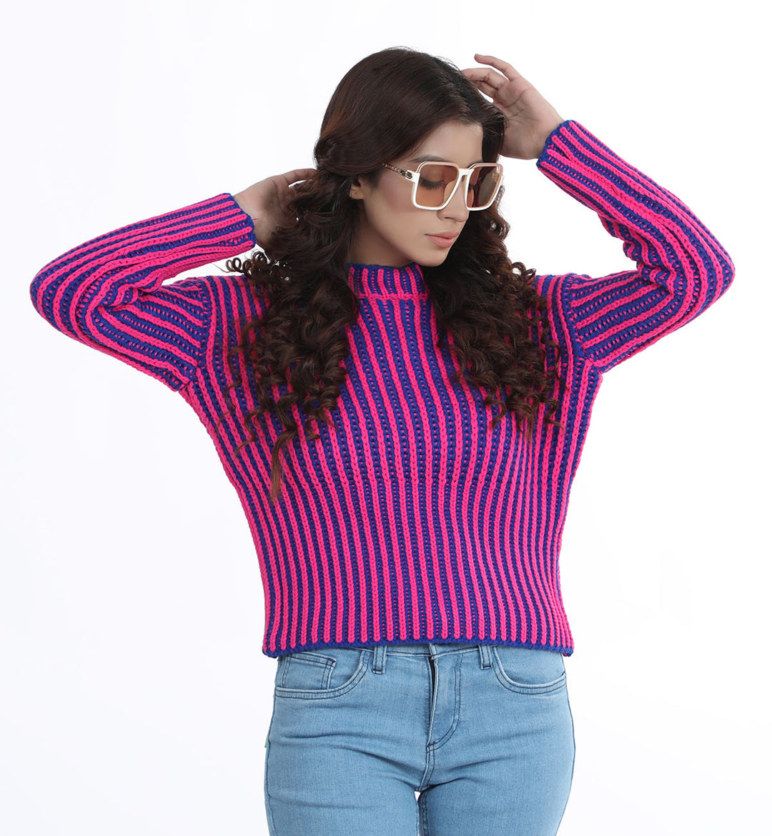 Two Toned Sweater Blue/Pink