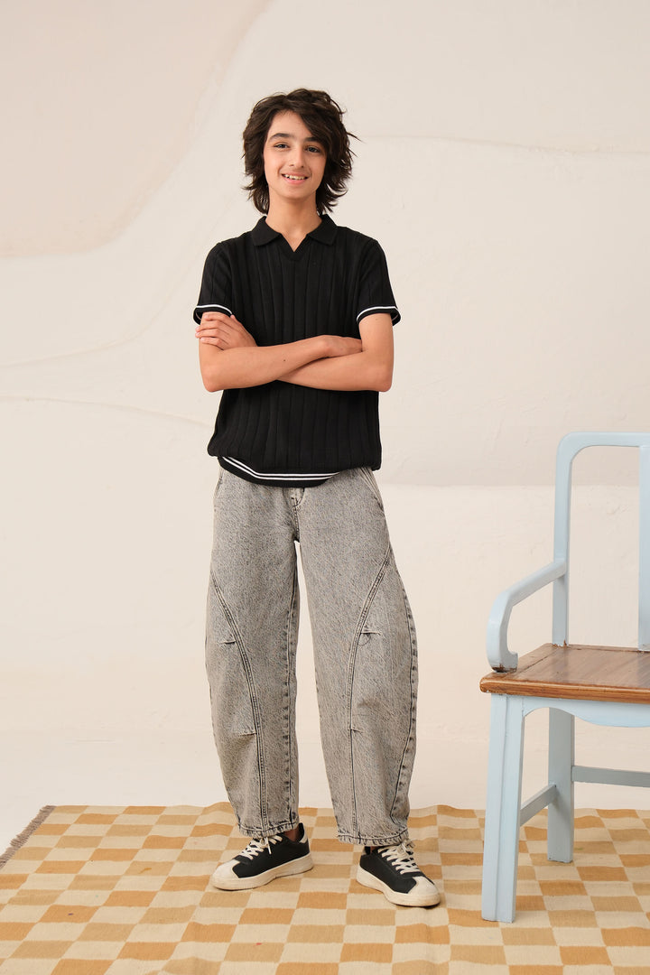 Paneled Barrel Jeans