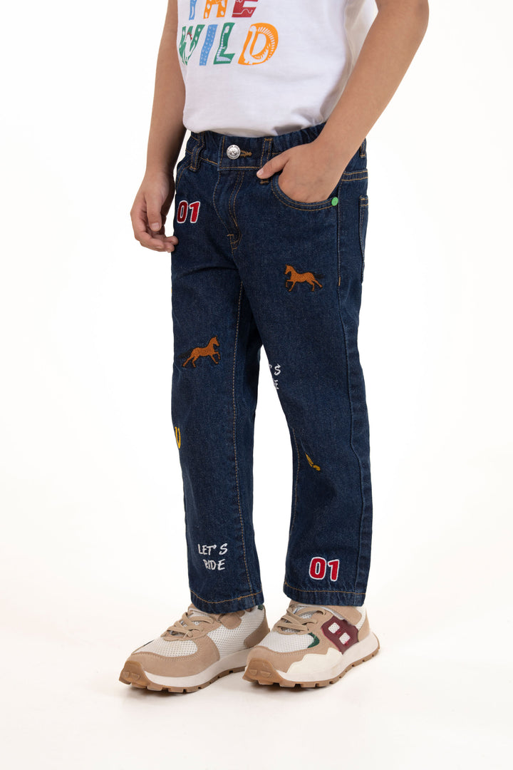 Embroidered Straight Jeans