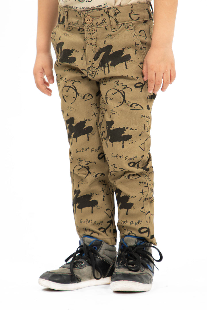 Printed Twill Pants Khaki