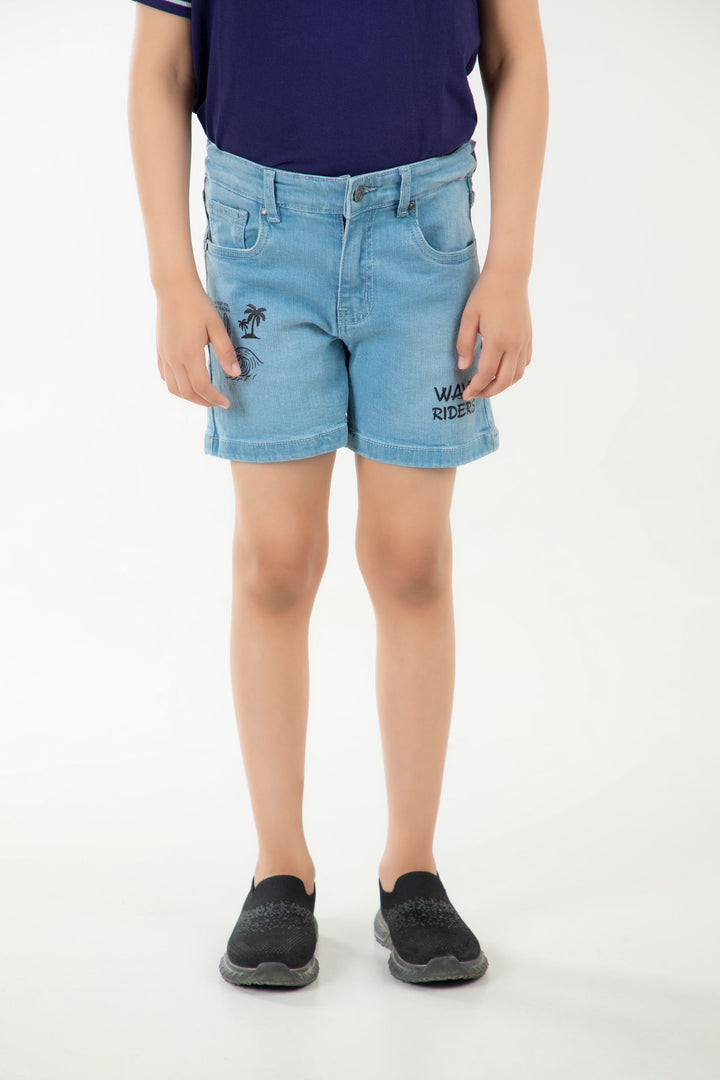 Graphic Denim Shorts