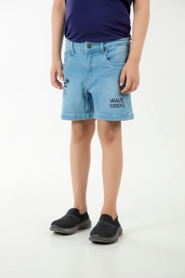 Graphic Denim Shorts