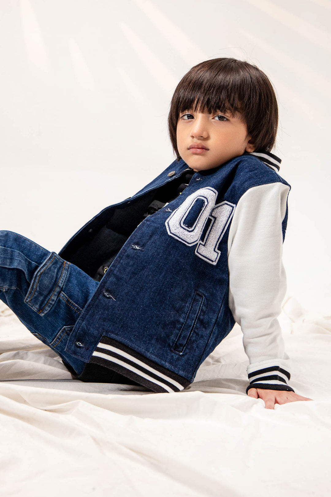 Varsity Denim Jacket Blue