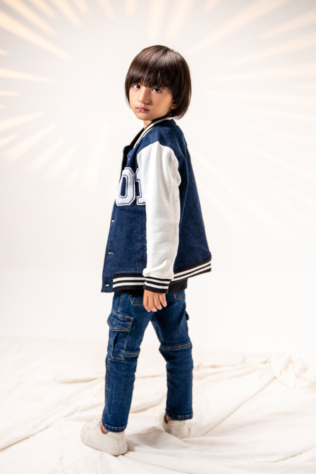 Varsity Denim Jacket Blue